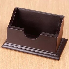 Elegantný drevený stojan na vizitky, tmavohnedý
