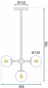 Toolight - Závesné stropné svietidlo 4xE27 APP268-4C, čiarna + dymové sklo, OSW-00648