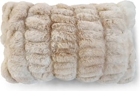 Béžový rebrovaný chlpatý vankúš Bear beige - 30*50*15cm