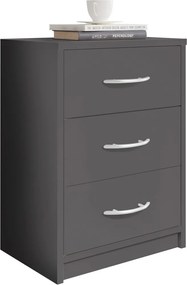 Nočný stolík s 3 zásuvkami Pepe, šedý grafit