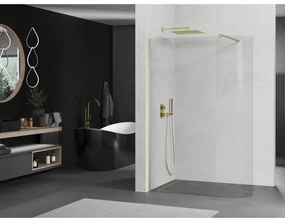 Mexen Kioto, sprchová zástena Walk-In 100 x 200 cm, 8mm číre sklo, zlatý matný profil, 800-100-101-55-06