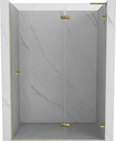 Mexen, Mexen Lunar L sklápacie pravé sprchové dvere 135 cm, transparentné, zlaté - 834L-135-000-50-00-P