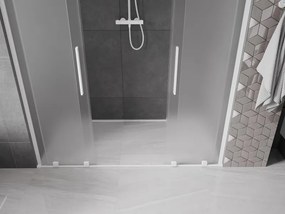 Mexen Velar L Duo, posuvné sprchové dvere do otvoru 200 cm, 8mm sklo námraza, biela matná, 871-200-003-32-20