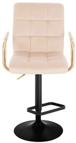 LuxuryForm DESIGN Barová stolička VERONA GOLD VELUR na čiernom tanieri - krémová