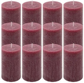Burgundská parafínová sviečka, rustikálna, 11,5 cm, 12 ks