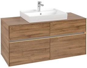 VILLEROY &amp; BOCH Collaro závesná skrinka pod umývadlo na dosku (umývadlo v strede), 4 zásuvky, s LED osvetlením, 1200 x 500 x 548 mm, Oak Kansas, C081B0RH