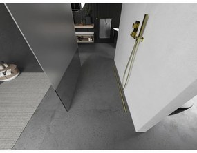 Mexen Kioto, sprchová zástena Walk-In 100 x 200 cm, 8mm číre sklo-námraza, zlatý matný profil, 800-100-002-55-35