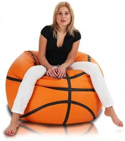 Sedací vak Basketbalová lopta ekokoža TiaHome - Oranžová