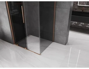 Mexen Velar, sprchový kút s posuvnými dverami 110 x 80 cm, 8mm šedé sklo, medená matná, 871-110-080-41-65
