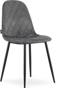 AKCE Tmavo sivá zamatová stolička ASTI s čiernymi nohami II. akosť