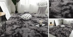 Tmavosivý shaggy koberec s ombre prechodom – obdĺžnikový Rozmer: 80x150 cm