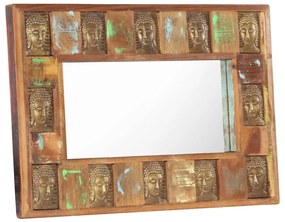 Zrkadlo s obložením s Budhom 80x50 cm masívne recyklované drevo