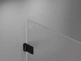 Mexen Lunar-B, Otočné ľavé sprchové dvere 125 cm, číre sklo, čierny profil, 832S-125-050-70-00-L