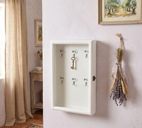 Biela drevená skrinka na kľúče - 24 * 7 * 38 cm