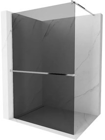 Mexen Kioto+, sprchová zástena s poličkou a držiakom na uteráky 90 x 200 cm, 8mm šedé sklo, chrómový profil, 800-090-121-01-40