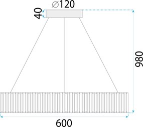 Toolight Toolight, LED závesné svietidlo 24W 4000lm APP1079-CP, zlatá, OSW-08891