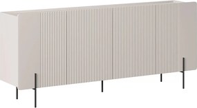 Komoda Malmi 200 cm štvordverová - kašmír / čierne nožičky