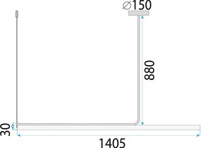 Toolight Toolight, LED stropné svietidlo 140cm, 14W, APP1660-CP, čierna, OSW-06994