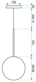 Toolight Rea, Sklenené guľové závesné stropné svietidlo 20cm APP1685-1CP, OSW-04305