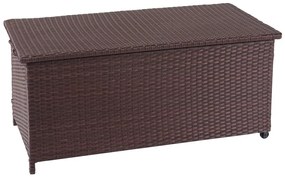 Polyratanový záhradný úložný box HWC-D88 - prémiová hnedá, 51x100x50cm 170l
