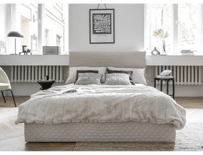 Béžová čalúnená dvojlôžková posteľ s úložným priestorom s roštom 140x200 cm Sleepy Luna – Miuform