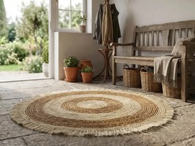 Prírodný okrúhly koberec VELOR DUO ⌀ 70 cm, béžový/hnedý