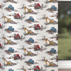 Biante Detský bavlnený záves Sandra SA-578 Nákladiaky a bagre na bielom 150x180 cm