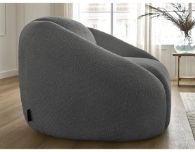 Sivé kreslo z textílie bouclé Tina – Bobochic Paris