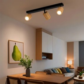 Brilagi - Bodové svietidlo MODERN WOOD 3xGU10/8W/230V drevo/čierna