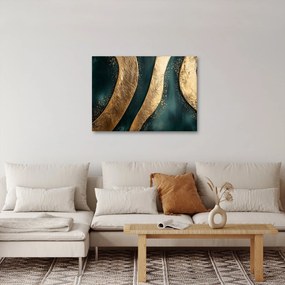 Obraz - Zelená abstrakcia so zlatom I. (70x50 cm)