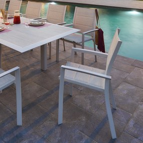 DEOKORK Hliníkové kreslo s textíliou VERMONT (cappuccino)