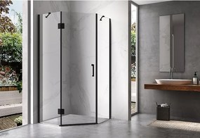 BPS-koupelny Päťuholníkový sprchovací kút KZ10A 80x80 BL čierna/transparent - bez vaničky