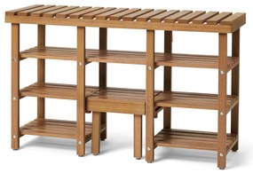 Vysoká sedacia lavica na topánky so sklápacím rebríkom