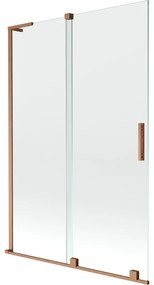 Mexen Velar L, 2-krídlová posuvná vaňová zástena 120 x 150 cm, 8mm číre sklo, medená matná, 896-120-003-01-65