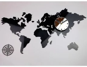 Sammer Hodiny na stenu s mapou sveta v čiernej farbe WorldBlack