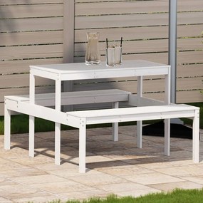 Piknikový stôl biely 110x134x75 cm borovicový masív 832558