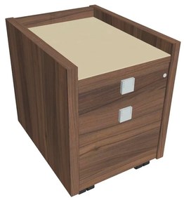 Mobilný kontajner Verno 47 x 60 cm so sklom, 2 zásuvky, orech / vanilka