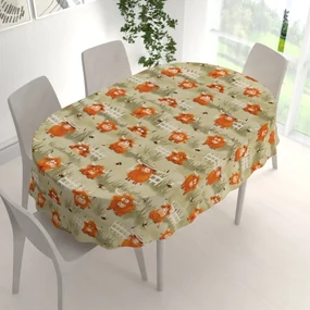 Biante Detský bavlnený oválny obrus Sandra SA-612 Býčky na pastve na zelenom 60x100 cm