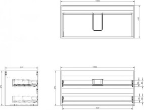 Mexen Box-A, závesná skrinka 100 cm, 2 zásuvky, dub, 91AX0-1000-470-2-81