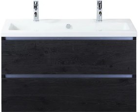 Kúpeľňový nábytkový set Sanox Vogue farba čela black oak ŠxVxH 101 x 59 x 41 cm s keramickým dvojitým umývadlom