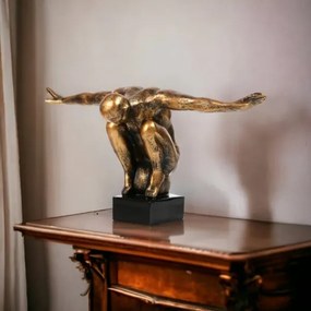 Dekorácia na stôl 25x41x20 cm živica/zlatá patina