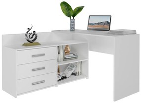 Rohový pc stolík Debio 1 (biela). Akcia -20%. Vlastná spoľahlivá doprava až k Vám domov. 1132465