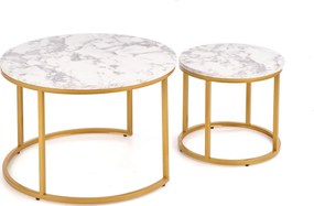 Konferenčný stolík PAULA - mramor/zlatý