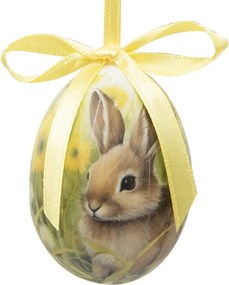 12ks dekorácia závesné vajíčko s zajačikmi Spring Egg - Ø 4*5 cm
