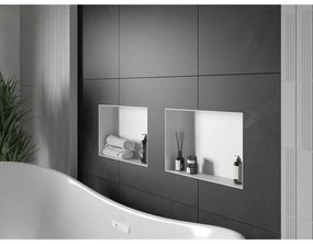 Mexen X-Wall-NR, polička na zapustenie pod obklad bez goliera 45 x 30 cm, biela, 1921453010