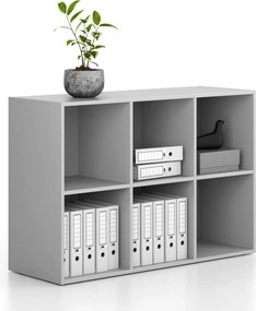 Regál FRAME, nízky, 3 stĺpce, 881 x 1299 x 450 mm, sivá