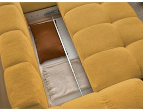 Ženilková rozkladacia/s úložným priestorom rohová pohovka v horčicovej farbe (pravý roh/do L) Everest – Bobochic Paris