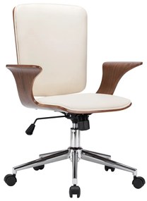 Otočná kancelárska stolička krémová umelá koža a ohýbané drevo 283134