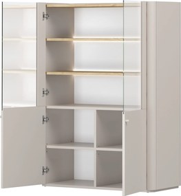 Vitrína Elivo 100 cm dvojdverová - kašmír / olejovaný dub