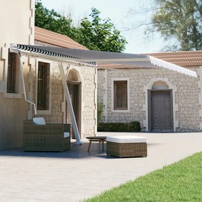 vidaXL Samostatne stojaca automatická markíza 450x300 cm modro-biela